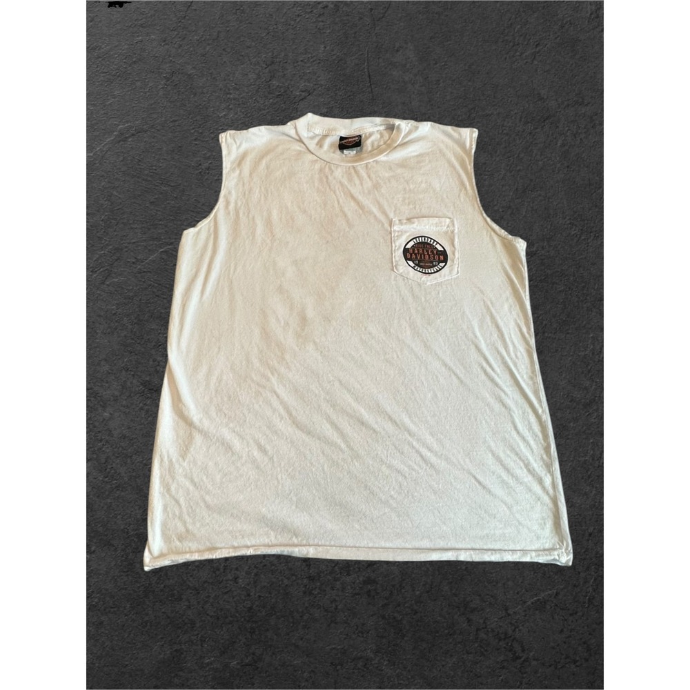 Harley-Davidson Sleeveless Shirt Mens XL White Silverton CO Graphic EUC